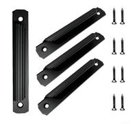 Manijas de aluminio para puertas correderas de 4.75 pulgadas, diseño sin taladro para armarios, puertas de balcón, armarios de cocina y puertas mosquiteras, juego de 4 piezas (negro)