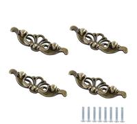 Manijas De Cajón 4 Piezas Rojo Bronce Retro Muebles Antiguos Gabinete De Cocina Anillo Manija Zapato Gabinete Cajón Aleación De Zinc Perilla Forma De Flor 60mm Qinggu