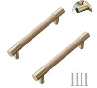 Manijas De Cocina 2 Piezas Perilla Y Tirador De Puerta De Armario De Latón,Tirador De Cuero Para Cajón De Armario,Armario Para Vino,Beige - Distancia Del Agujero 160mm