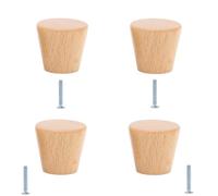 Manijas De Cocina 4 Piezas Pomo Y Tirador De Madera Maciza Tirador Mini Cajón De Armario Tirador Pequeño Redondo,Haya,22 * 20mm Plano