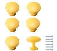 Manijas De Cocina 6 Piezas Pomos Y Tiradores De Armario Pomos De Puerta De Armario Para Habitación De Niños Tiradores Coloridos De Cajón De Armario,Amarillo 27 * 27mm