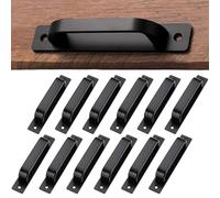 Manijas de gabinete, 12 piezas de 6 pulgadas, manijas de gabinete negras mate resistentes a la oxidación, tiradores de cajones cuadrados con placa base, tiradores de aleación de aluminio, ayudante