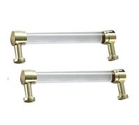 Manijas de gabinete 2 tiradores de cristal for armarios, cajones y puertas de aleación de zinc. Ideales for armarios, vestidores, tocadores, zapateros y herrajes for muebles.(Gold,96mm)