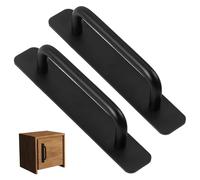 Manijas de gabinete adhesivo de 2 piezas, manijas de puerta negra de aleación de aluminio, tirones de cajones de servicio pesado para la ventana del cajón del gabinete de cocina armario deslizante