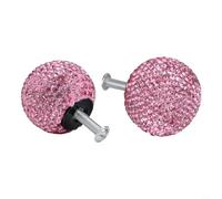 Manijas de puerta, con forma de bola de diamantes de imitación con purpurina, 2 unidades para armarios, pomos de muebles (rosa)