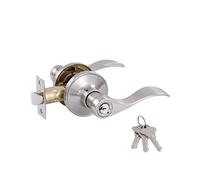 Manijas de puerta con llave para entrada frontal o dormitorio, estilo ondulado, para puerta abierta izquierda y derecha con cerradura y llaves, juego de níquel satinado