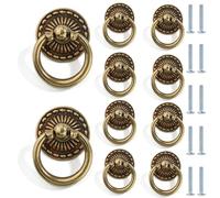 Manijas De Puerta De Muebles Anillo Retro 10 Piezas Con Mango De Bronce, Anillo Para Colgar, Anillo Para Cajón, Anillo Para Tirar De Un Solo Orificio, Puerta De Armario, Cobre Europeo