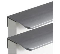 Manijas de puerta ocultas, manija gabinete aleación aluminio, perilla invisible, manijas cocina, tiradores borde dedo, cajón, perillas muebles, gris, 2 piezas(Hole distance 64mm)