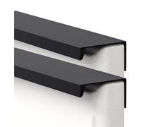 Manijas de puerta ocultas, manija gabinete aleación aluminio, tirador borde dedo, manijas cajón, perillas muebles, negro, 2 piezas(Overall length 600mm)