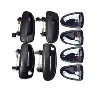 Manijas interiores para coche 8 Interiores Exteriores Para Hyundai Para Accent 1.5L 1.6L 2000-2006 Delanteras Traseras Izquierdas Derechas Para Conductor Pasajero Negras/cromadas(Chrome Kit)