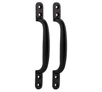 Manilla de puerta de hierro fundido en forma de D, color negro, para puertas de madera y de granero, 2 unidades.