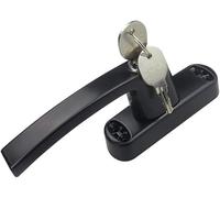Manilla de ventana, Cerraduras for ventanas, manija for puerta y ventana, cerradura de aluminio en espiral con mecanismo de llave,(Svart,The length of the fork is 57 mm)
