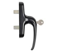 Manilla Europea 2 Palas con Cerradura - Manilla Puerta y Ventana - Negro | reversible derecha e izquierda, apertura interior, puertas y ventanas, tornillos incluidos
