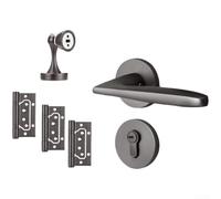 Manilla Puerta Aluminio Espacial Gris Silenciosa 130mm(AB) | Mecanismo magnético silencioso, retracción automática, aluminio espacial gris, 130x55mm, para ideal dormitorios