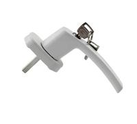 Manilla recta universal, Cerradura redonda de repuesto for manija ventana aleación aluminio con llave for abatible hacia el exterior, color blanco(2pcs)