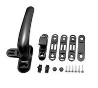 Manilla recta universal, Manija universal for ventana con cerradura de llave for ventanas doble acristalamiento, aleación aluminio, blanca o negra(Black Left)