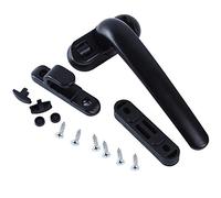 Manilla recta universal, Manija universal for ventana con cerradura de llave for ventanas doble acristalamiento, aleación aluminio, blanca o negra(Black Right)