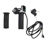 Manillar de bicicleta eléctrica con mango de gas y pantalla LED, 36 V/48 V, mango de acelerador, mango giratorio de goma ABS+ con indicador de tensión, cable de 160 cm para bicicleta eléctrica