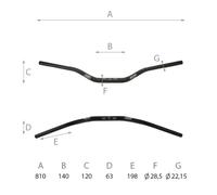MANILLAR DE MOTO CROSS OFF-ROAD DOMINO PARA L 810MM NEGRO