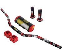 Manillar Moto 1 1/8 "28 mm + Puños + Elevador 28mm + Protector Manillar para CR CRF KX KXF RMZ Dirt Bike Pit Bike Rojo