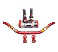 Manillar Moto,Manillar Mtb Manillar for barra PRO Taper Pack 1-1/8 ", almohadillas for manillar, empuñaduras Pit Pro Racing Dirt Pit Bike, motocicleta CNC, adaptador de 28,5mm(4Piece-C-Red-PRO)