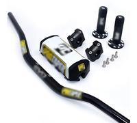 Manillar Moto Mtb,Manillar de Motocicleta Kit Moto Cross 1-1/8", Adaptador CNC 28.5mm y Almohadilla(Black White PT)