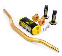 Manillar Moto Mtb,Manillar de Motocicleta Kit Moto Cross 1-1/8", Adaptador CNC 28.5mm y Almohadilla(Gold PT)
