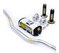 Manillar Moto Mtb,Manillar de Motocicleta Kit Moto Cross 1-1/8", Adaptador CNC 28.5mm y Almohadilla(Silver PT)