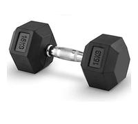 Manillar profesional de 15 kg, barra hexagonal de goma con mango contorneado para gimnasio en casa