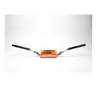 Manillar scar o² color 85sx/tc85 Ø28,6mm-blanco/protector naranja para moto