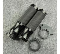 Manillar Universal Para Motocicleta De 7/8'' Y 22 Mm/empuñaduras Cuero Material Aluminio Piezas(Negro)