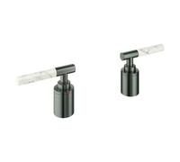 Manillas Grohe Atrio Private Collection, Caesarstone blanco Attica, para combinación de baño de 5 orificios 25224, 48464AL0, Color: grafito duro cepillado