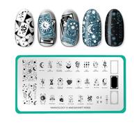 Maniology Anesayart - Placa de estampado de tarot celestial para artistas | Tarjetas de cristales y patrones de manicura cósmica, reutilizable, rectangular, de acero inoxidable, plantilla de arte de