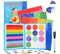 Manipulativos MatemáTicos MagnéTicos, Disco MagnéTico de DemostracióN de Fracciones, Tira MagnéTica de Fracciones MatemáTicas, Fichas MagnéTicas de Fracciones y CíRculos Fracciones para NiñOs (azul)