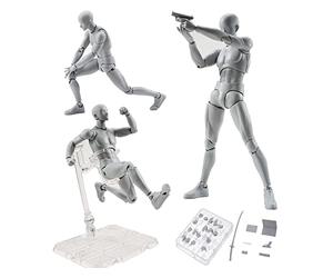 Maniquí articulado para Artistas, Modelo anatómico Masculino para Dibujo y Pintura, Body Kun, Figura de acción Color Gris