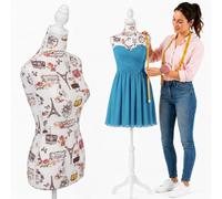 Maniquí Busto Sartorial Femenino De Costura para Prendas Ropa Tailleur Torso De Mujer Altura Ajustable para Vitrinas con Trípode Estructura De Madera 42 x 170 cm (Colour Paris)