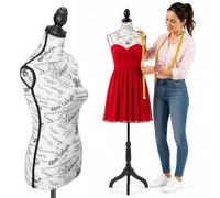 Maniquí Busto Sartorial Femenino De Costura para Prendas Ropa Tailleur Torso De Mujer Altura Ajustable para Vitrinas con Trípode Estructura De Madera 42 x 170 cm (Paris)