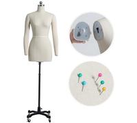 maniqui costura talla grande, busto maniqui mujer costura, Torso de maniquí de mujer de talla grande con curvas, con ruedas para exhibición de ropa, vestidos y joyas,WITHarms-S80