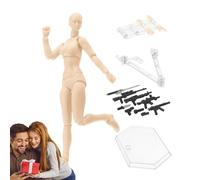 Maniquí De Acción De Dibujo - Figura De Movimiento Ajustable, Construcción De Polímero Sintético, Herramienta De Referencia De Colocación Humana Flexible Con Soporte | Ilustración Escultura Cámara