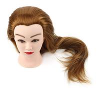 Maniquí de cabeza para entrenamiento de cabello Herramienta de ejercicio de peinado de alta calidad para peluqueros, cosmetólogos y escuelas de belleza Color dorado 75 cm Longitud del cabello