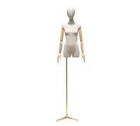 Maniquí de Costura Femenino con Brazo Ajustable y Base metálica para exhibición de Ropa de Boutique (Dorado)