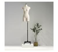 Maniquí De Costura Femenino, Forma De Cuerpo De Vestido, Medio Cuerpo, Pierna Dividida, Alfileres Rectos Disponibles, Torso De Maniquí Con Rueda Universal Para Exhibición De Ropa De Costura, Beige, 9