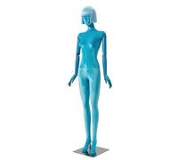 Maniquí de Costura Maniquí Femenino con Peluca, Cabeza Giratoria, Brazo Ajustable Biomimético, Modelo De Exhibición De Moda para Tiendas De Ropa Y Escaparates(Blue,Full Body Model)