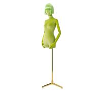 Maniquí de Costura Maniquí Femenino con Peluca, Cabeza Giratoria, Brazo Ajustable Biomimético, Modelo De Exhibición De Moda para Tiendas De Ropa Y Escaparates(Green,Tripod)