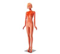 Maniquí de Costura Maniquí Femenino con Peluca, Cabeza Giratoria, Brazo Ajustable Biomimético, Modelo De Exhibición De Moda para Tiendas De Ropa Y Escaparates(Orange,Full Body Model)