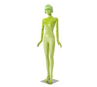 Maniquí de Costura Maniquí Femenino con Peluca, Cabeza Giratoria, Brazo Ajustable Biomimético, Modelo De Exhibición De Moda para Tiendas De Ropa Y Escaparates(Green,Full Body Model)