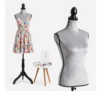 Maniquí de Costura Relaxdays, Mujer, tamaño 36/38, Gris Claro/Negro