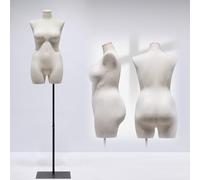 Maniquí de Medio Cuerpo Negro Ajustable de Talla Grande para exhibición de Vestidos, Torso Femenino con Soporte, Ideal para escaparates de Moda, Talla A - Solución versátil para exhibición d