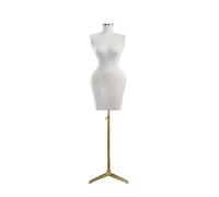 Maniquí de Talla Grande con Curvas, Torso de Modelo sujetable con alfileres y trípode de Metal Dorado de Altura Ajustable, para diseño de Moda y exhibición(White)