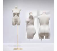 Maniquí de Torso Femenino Ajustable de Talla Grande con Soporte - Exhibición de Medio Cuerpo Dorado para Tiendas de Moda, escaparates, Talla A, Ideal para exhibir Ropa